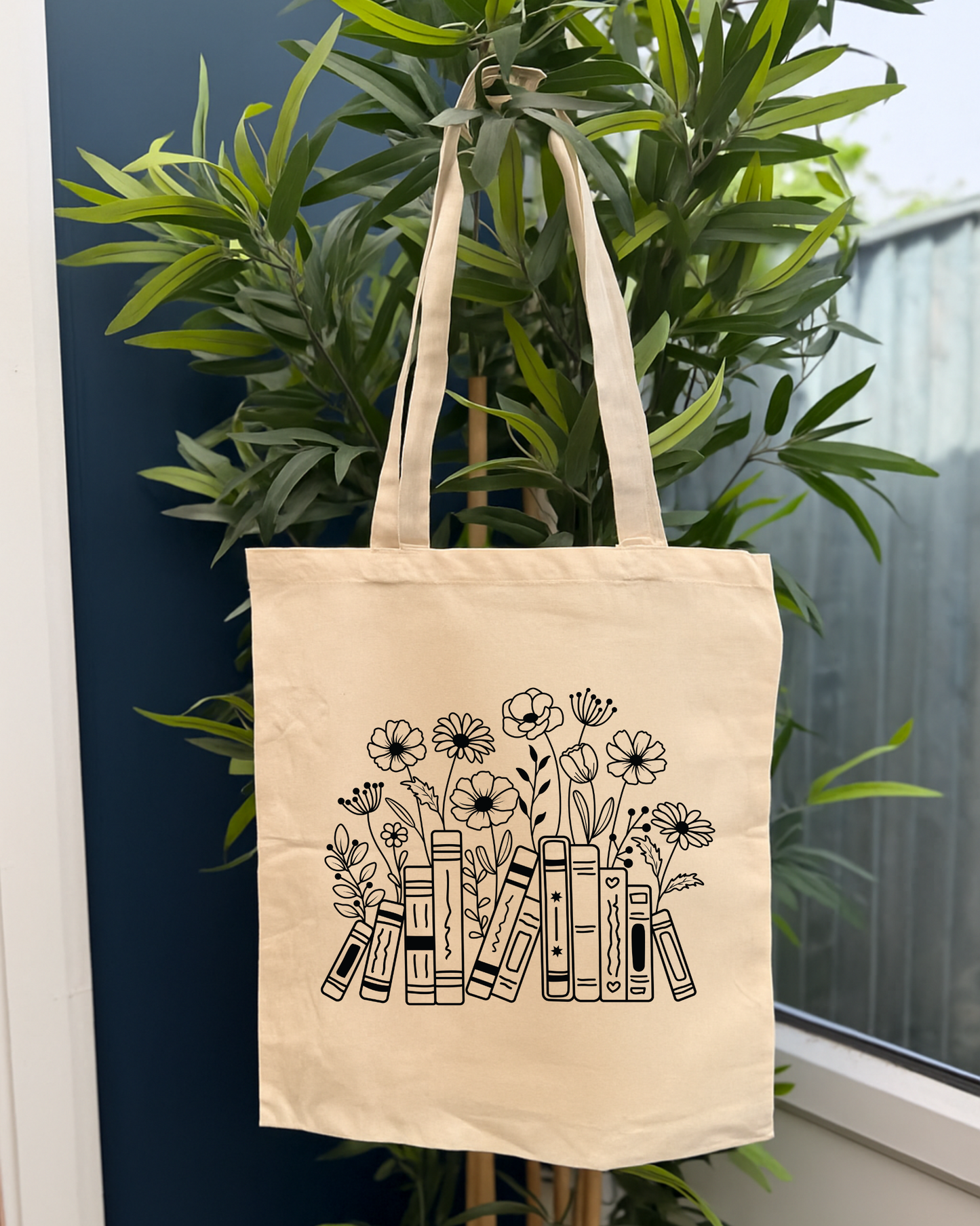 Floral Books Tote Bag