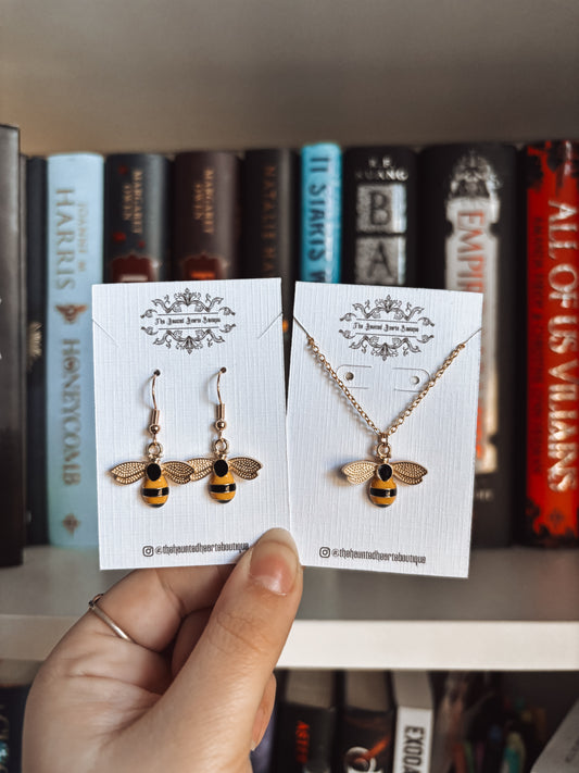 Gold Bee Earrings/Necklace/Set