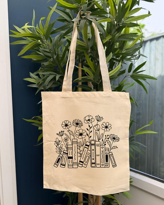 Floral Books Tote Bag